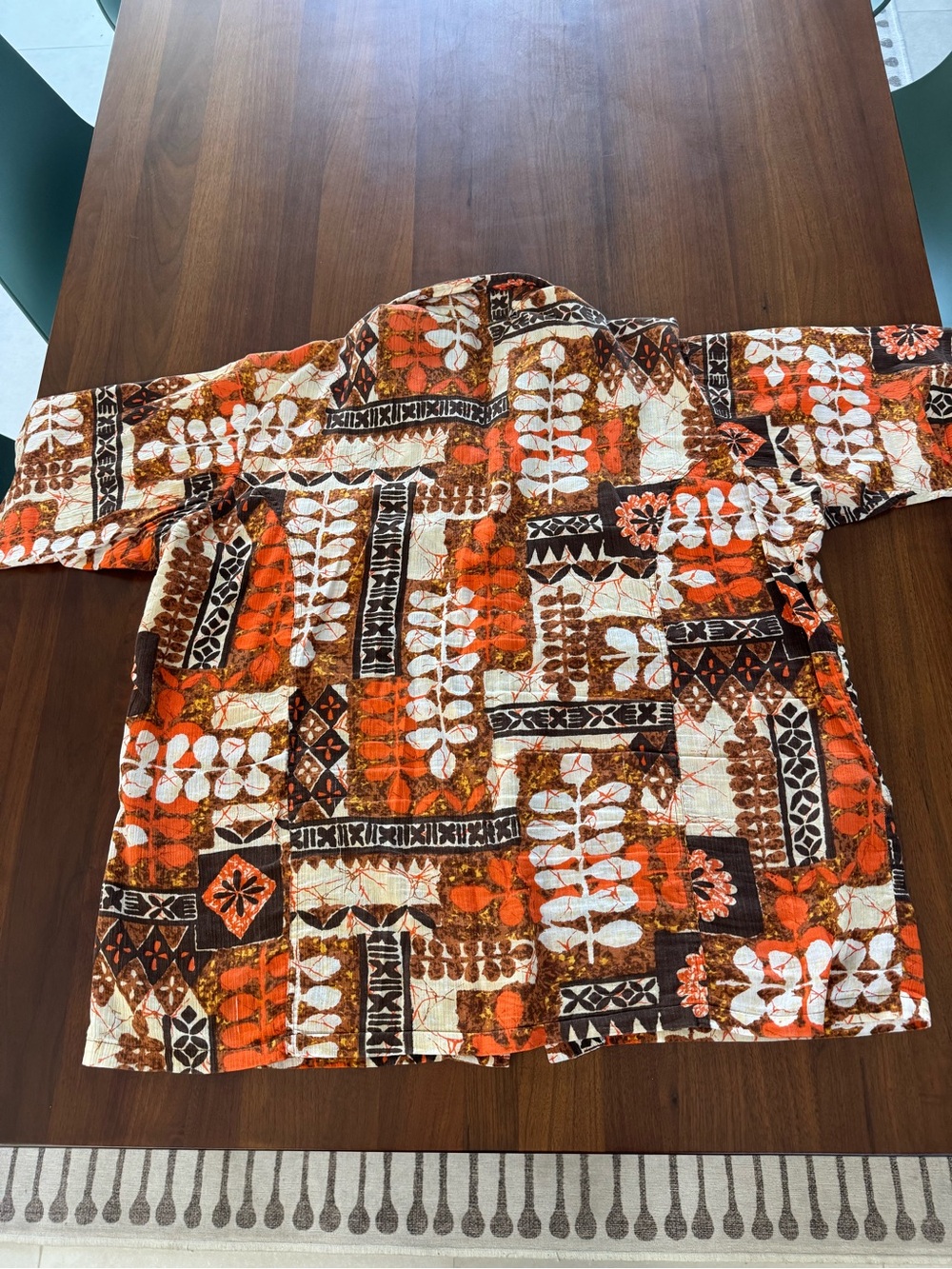 Vintage 70s Tiki Hawaiian Shirt XL XXL Tropical Barkcloth Style Camp Collar - Picture 13 of 15